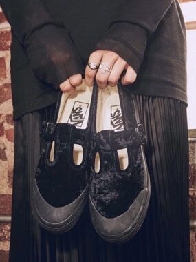 New Vans Style 93 Coated Canvas 'Crushed Black Velvet' Mary Jane Sneakers